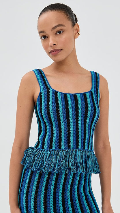 Stretchy Striped Crochet Bodycon Dress Set