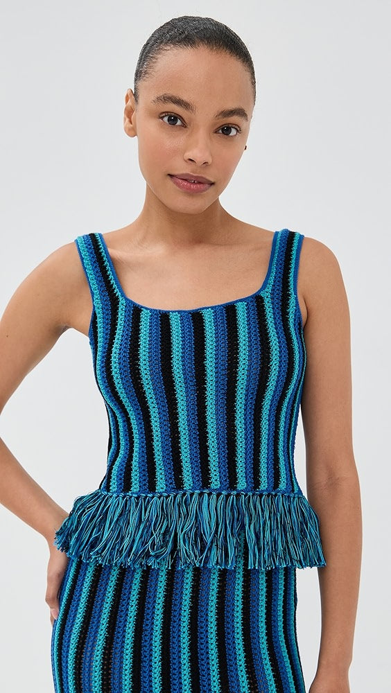 Stretchy Striped Crochet Bodycon Dress Set