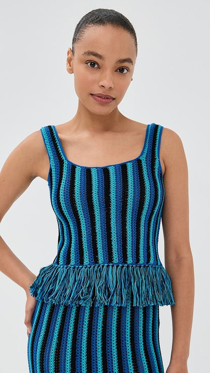Stretchy Striped Crochet Bodycon Dress Set