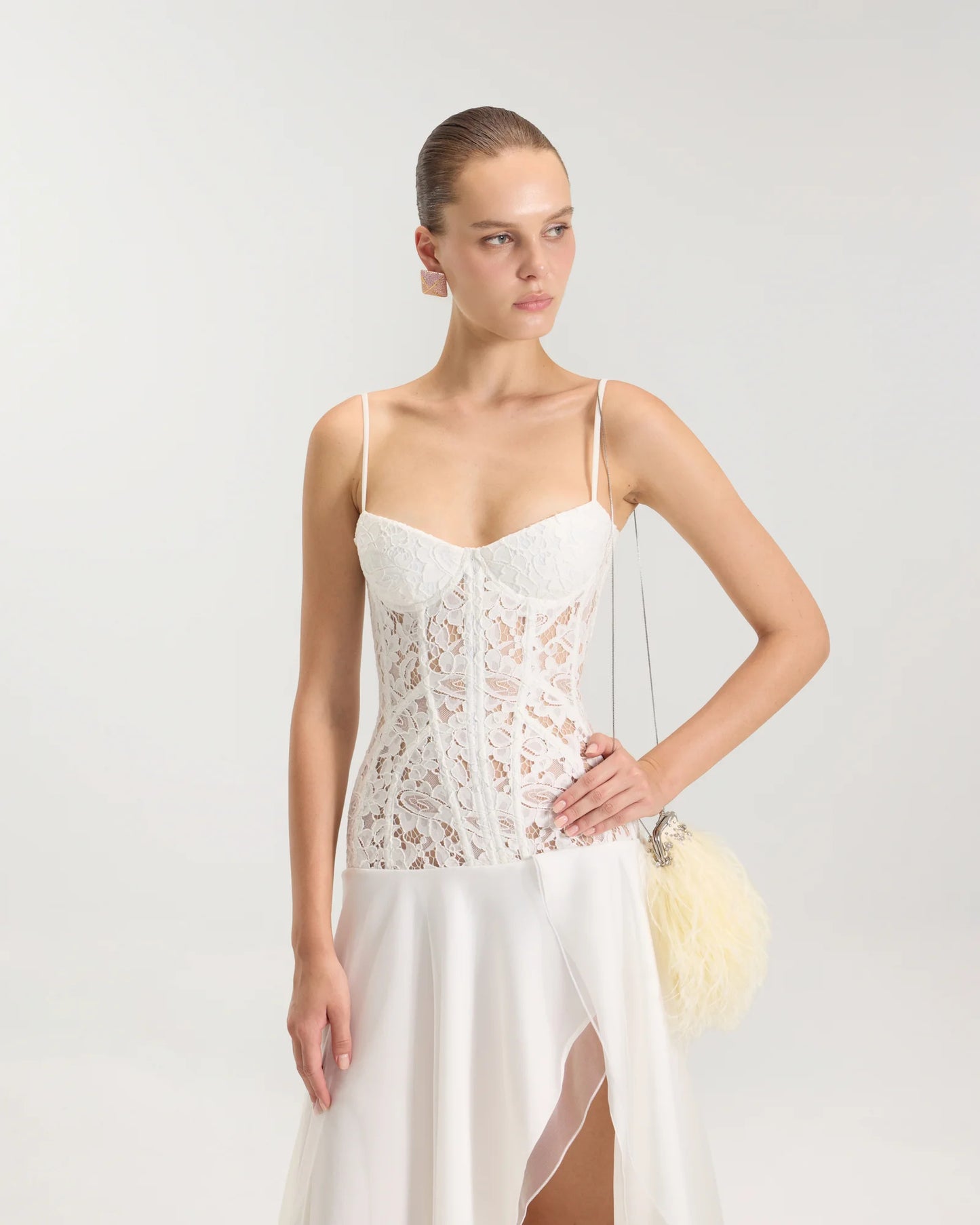 Clavicle Lace Corset Midi Dress