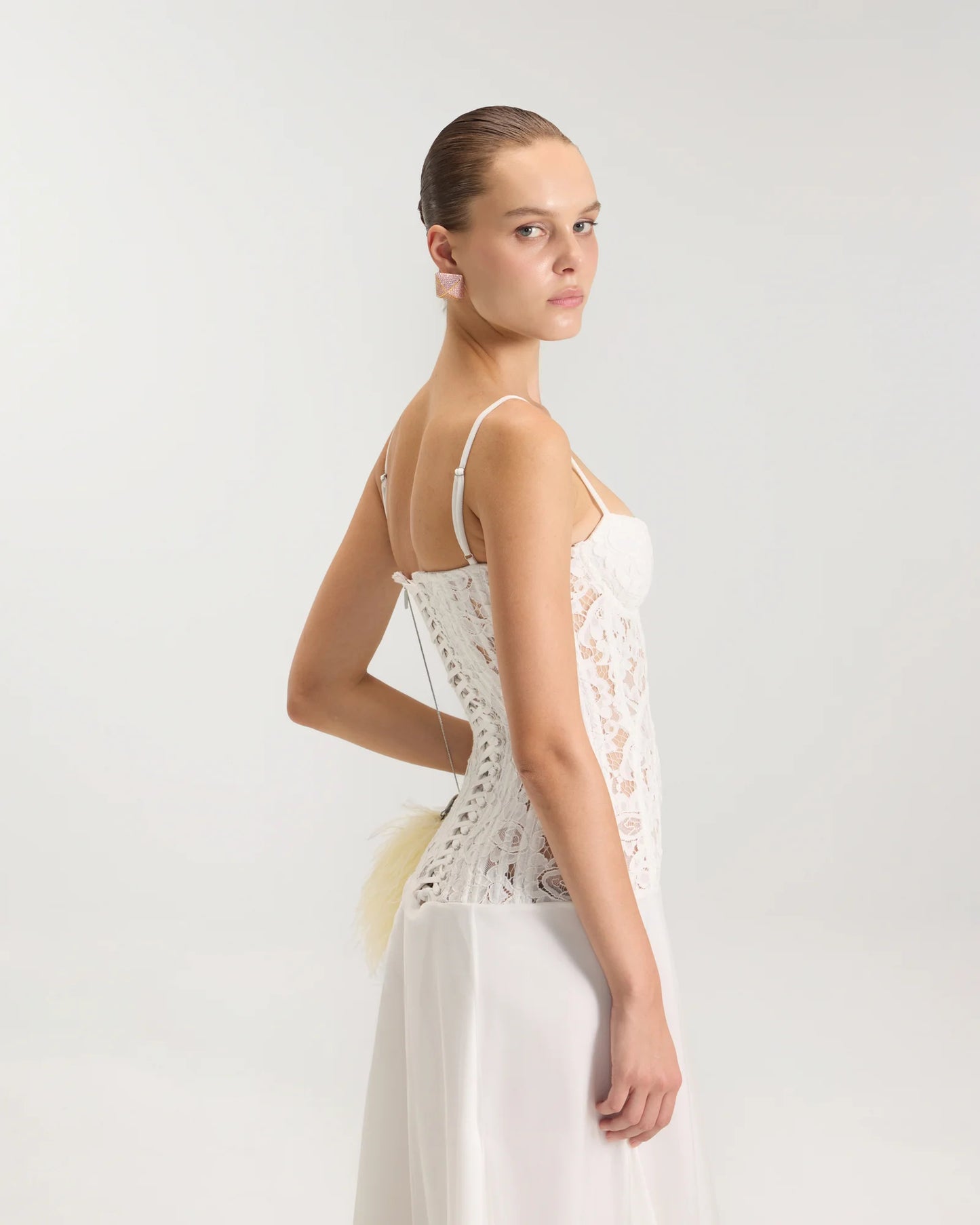 Clavicle Lace Corset Midi Dress