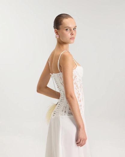 Clavicle Lace Corset Midi Dress