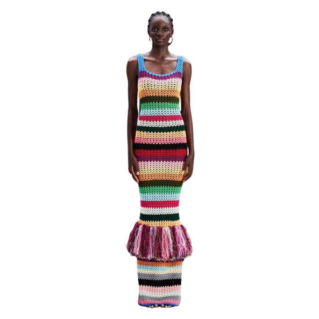 Colorful Knitted Fringe Dress
