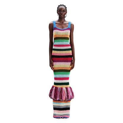 Colorful Knitted Fringe Dress