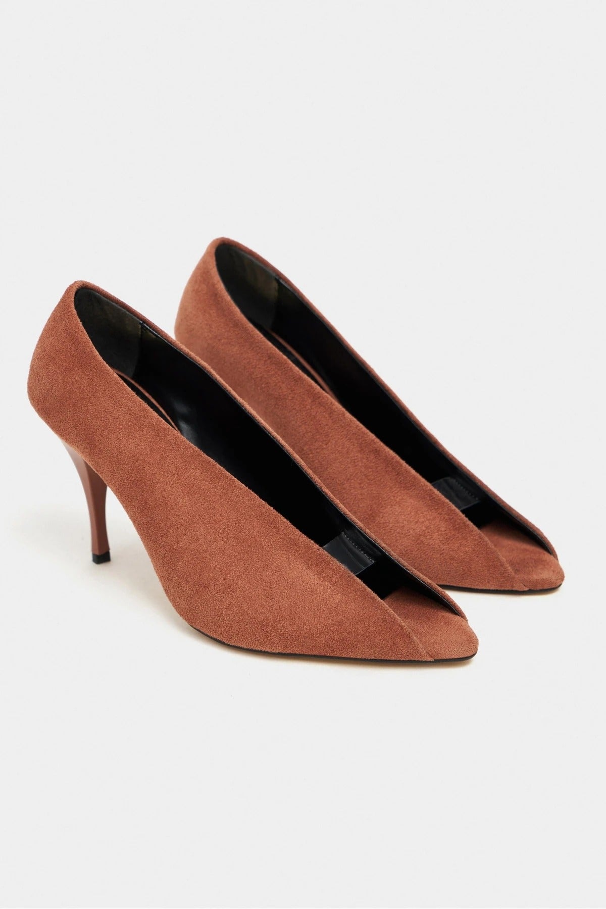Women's Pointed-Toe Shoes with Suede and Transparent Details