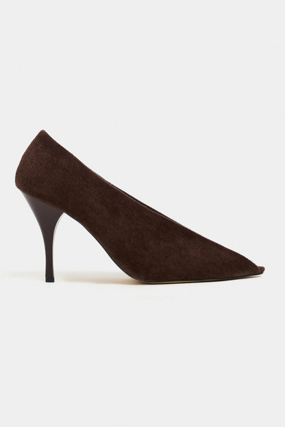 Women's Pointed-Toe Shoes with Suede and Transparent Details