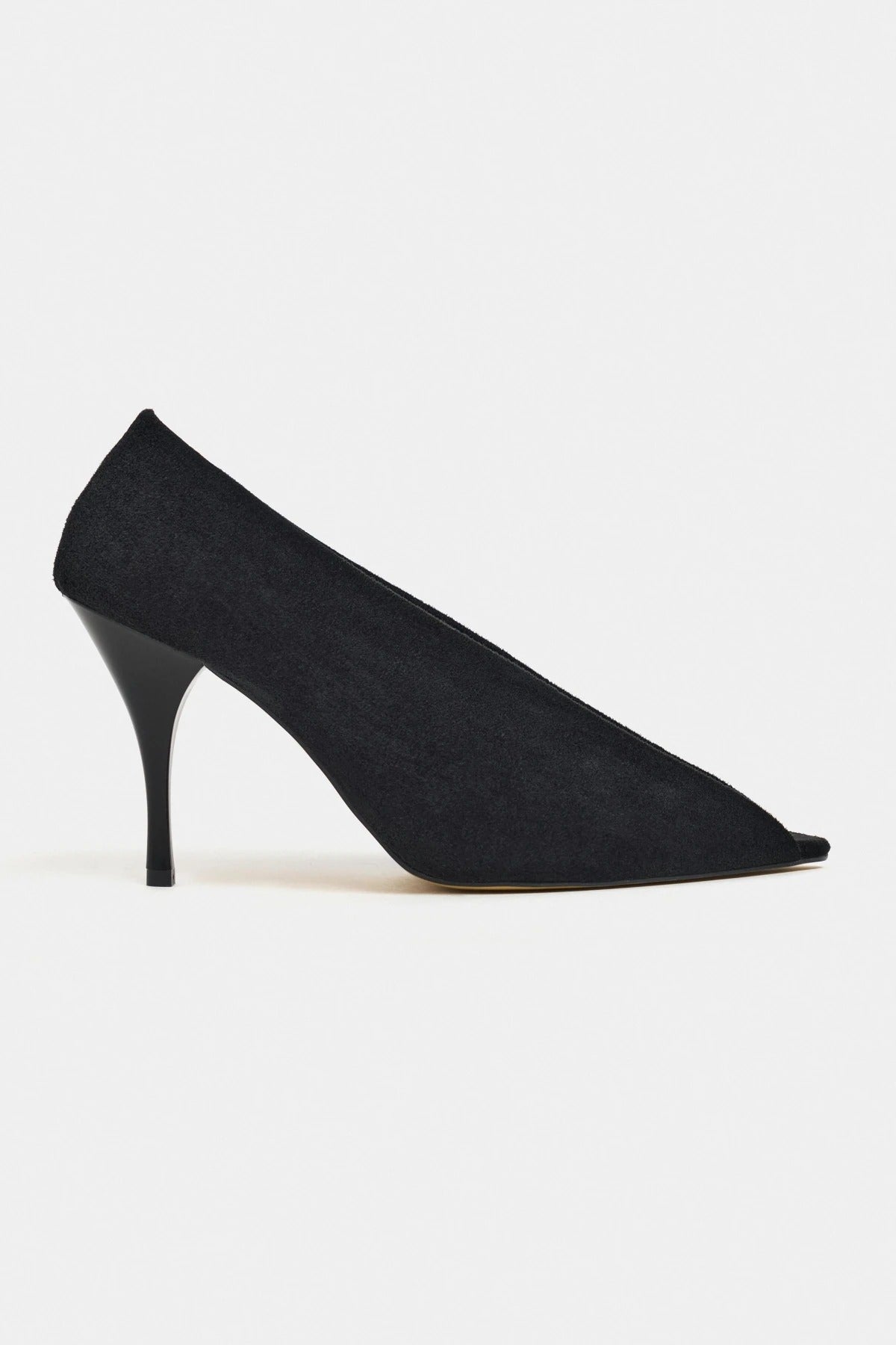 Women's Pointed-Toe Shoes with Suede and Transparent Details
