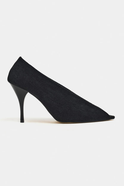 Women's Pointed-Toe Shoes with Suede and Transparent Details
