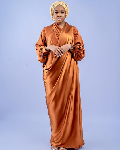 Caramel draped dress