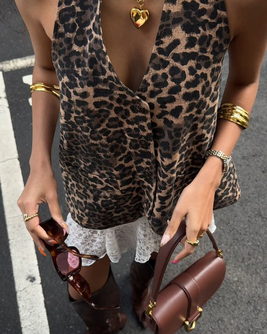 Leopard print halter top