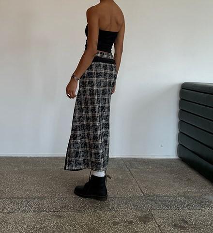 Reversible plaid shift skirt