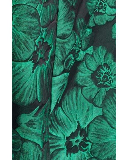 Women's Green Sleeveless Brocade Midi Dress