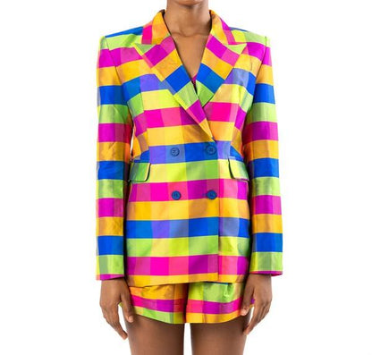 Rainbow plaid three-piece suit