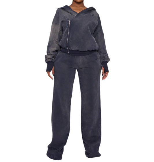 Asymmetric zipped track jacket