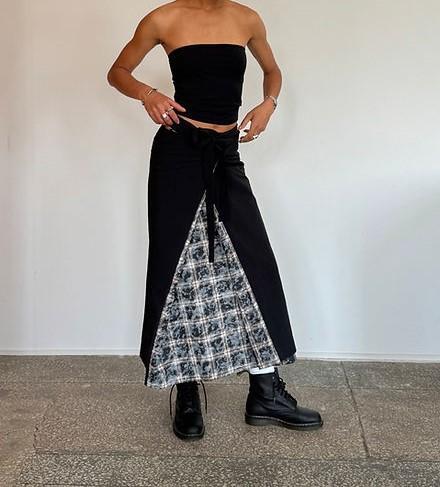 Reversible plaid shift skirt