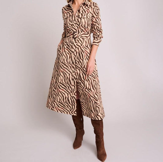 Animal print shirt dress