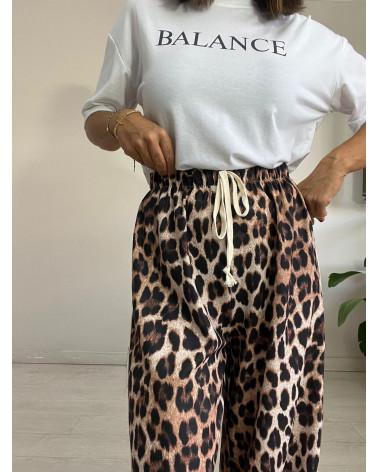 Leopard stripe patchwork loose trousers