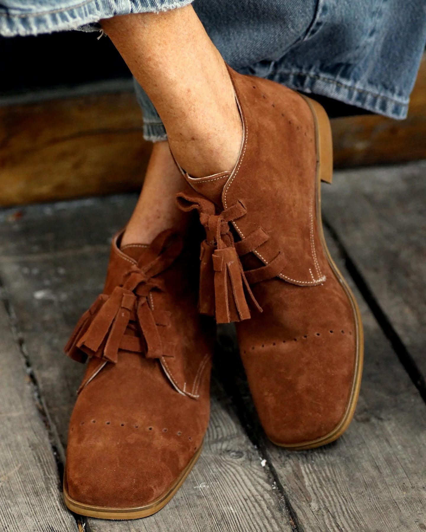 Suede fringed ankle boots