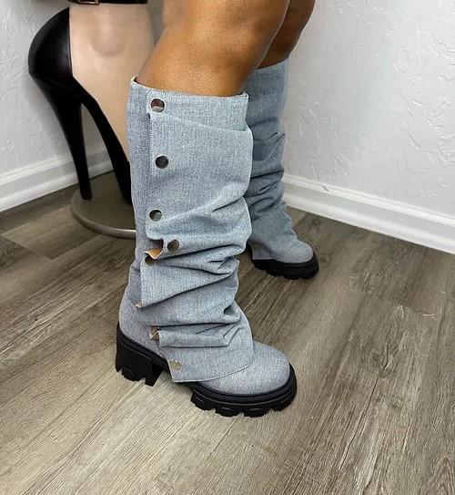 Denim removable platform shoes