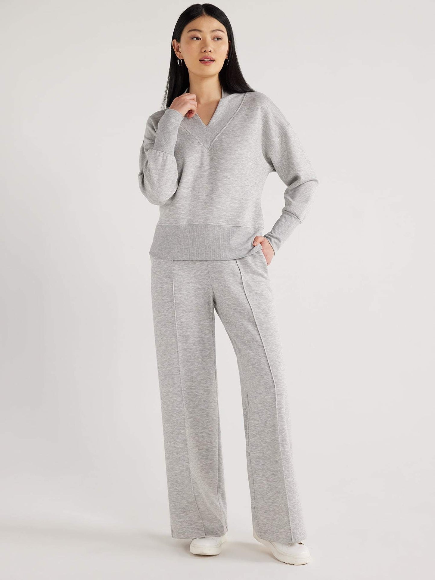 Women's Knitted V-neck Two-piece Set