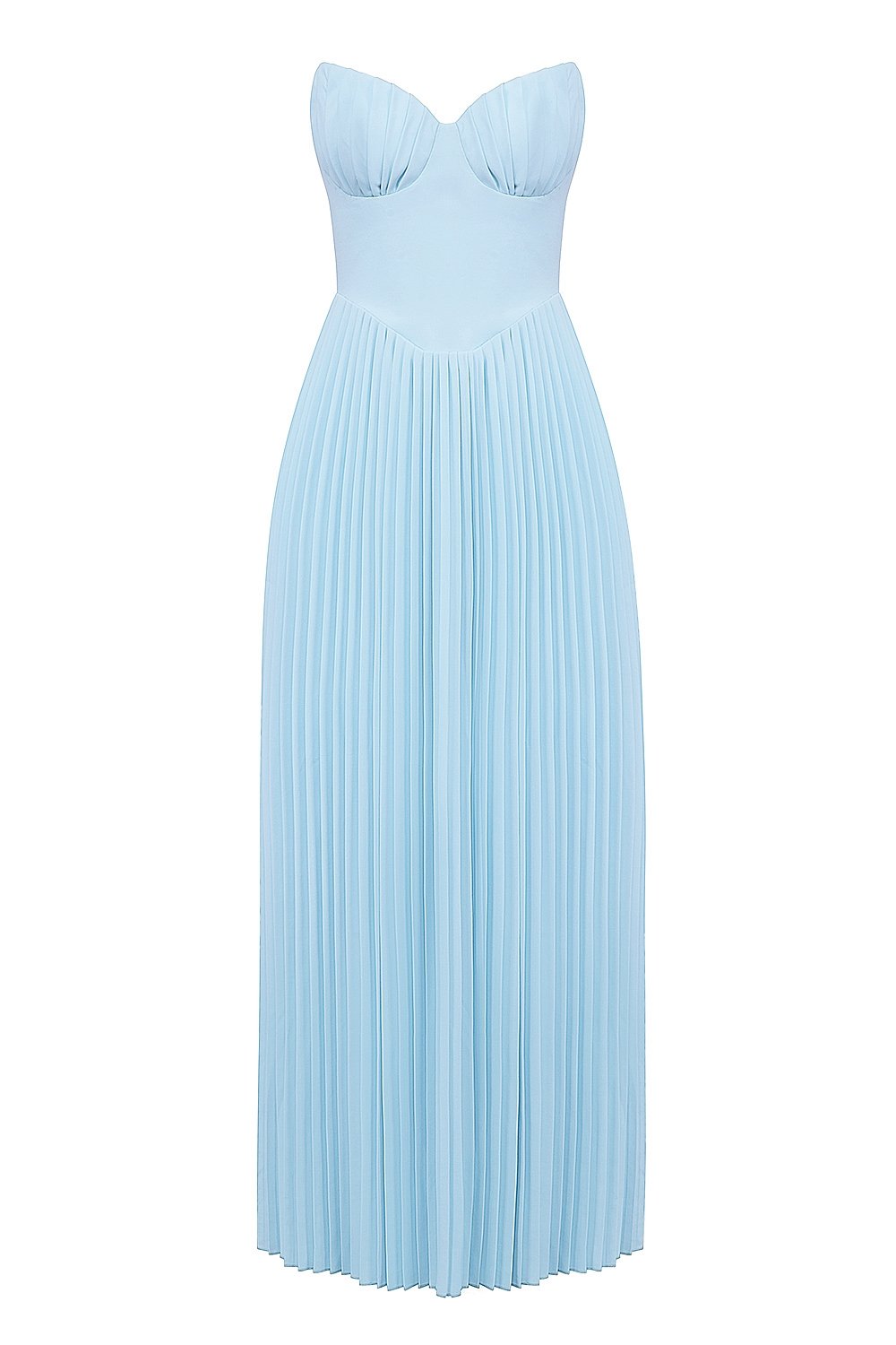 Blue pleated long dress