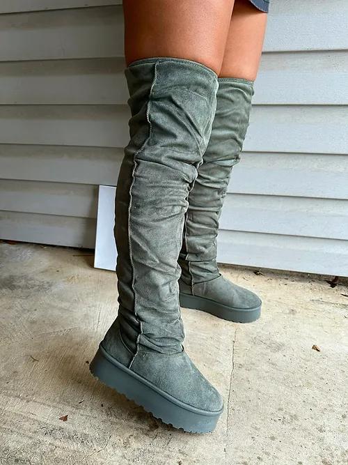 Thick-soled over-the-knee snow boots