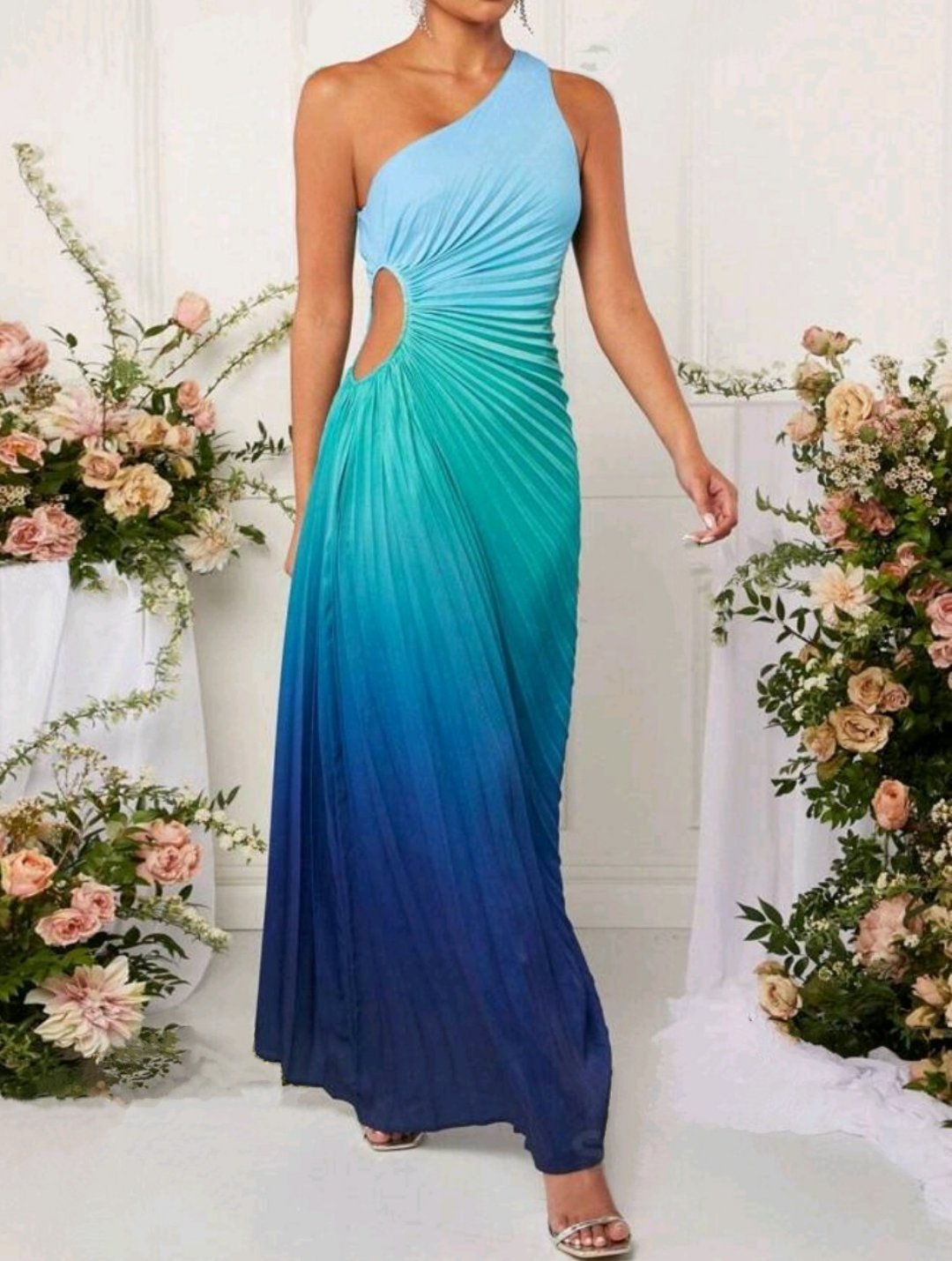 Haute Ombre Pleated One Shoulder Dress