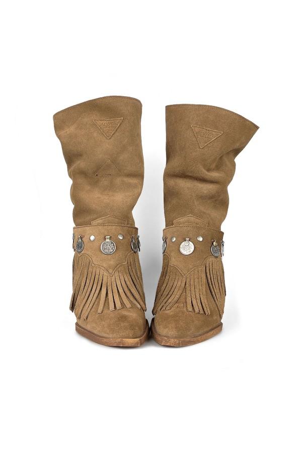 Convertible suede cowboy boot