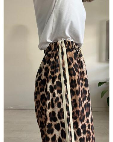 Leopard stripe patchwork loose trousers