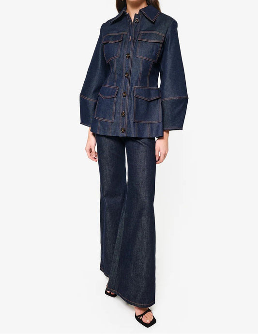 Dark blue denim jacket suit