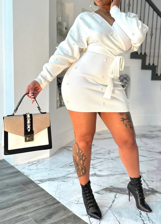 White pearl sheath dress