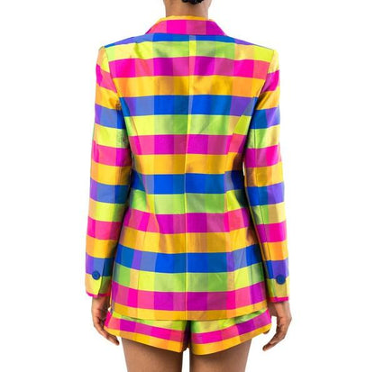 Rainbow plaid three-piece suit