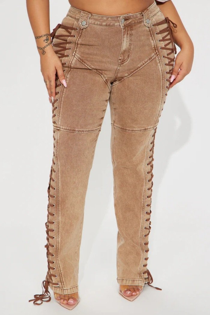 Drawstring jeans trousers