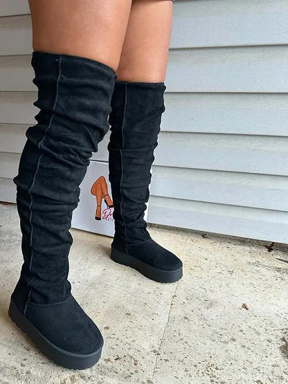 Thick-soled over-the-knee snow boots