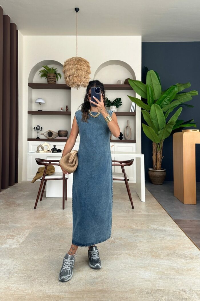 Denim vest long skirt