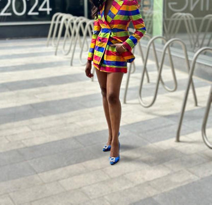 Rainbow plaid three-piece suit