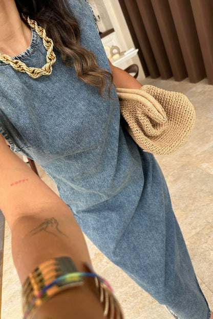 Denim vest long skirt