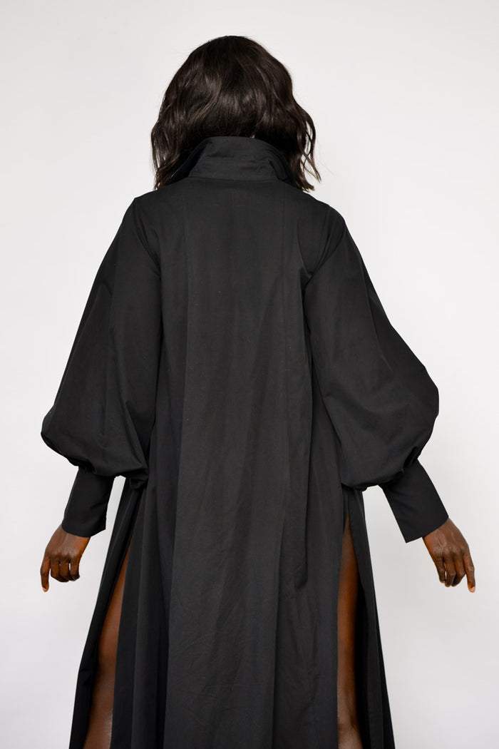 The Oversized Stylish Maxi Shirt Dress-Black