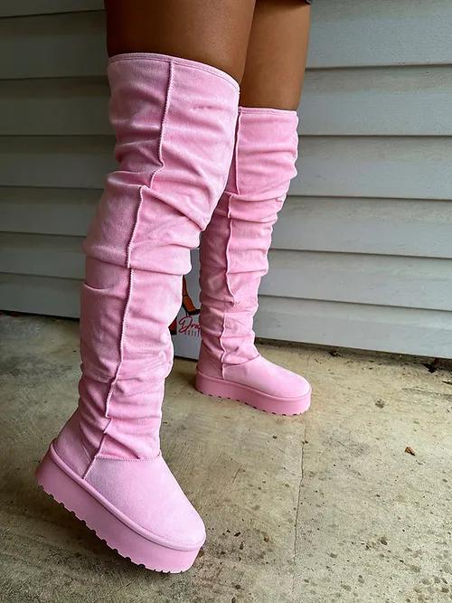 Thick-soled over-the-knee snow boots