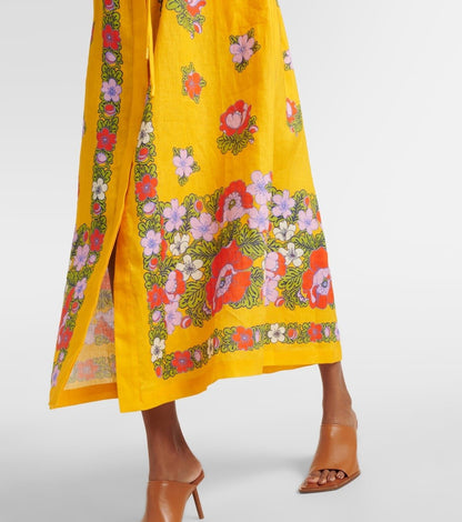 Yellow Belted floral dress
