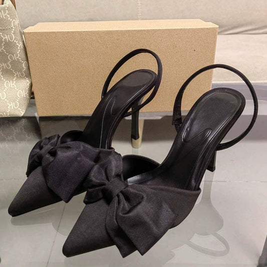 French pointed toe bow stiletto heels