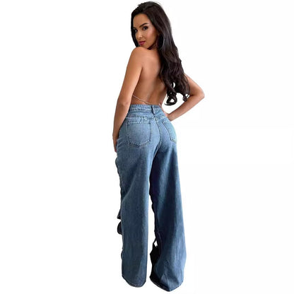 Twist hollow jeans