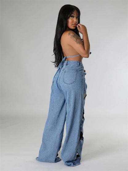 Twist hollow jeans