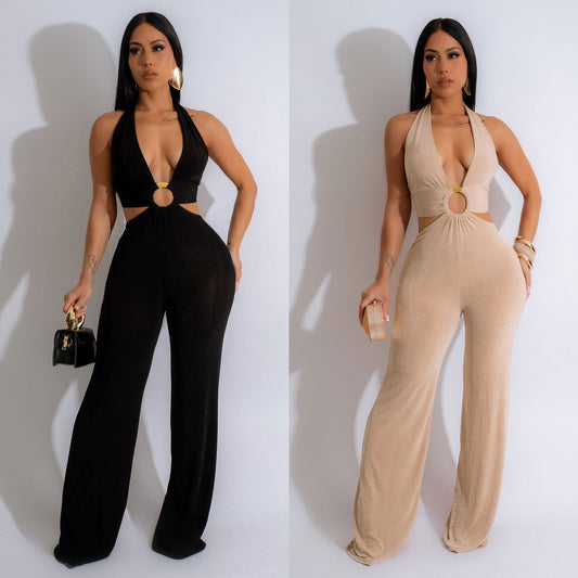 Metallic halterneck jumpsuit