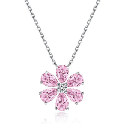 Pink diamond flower collarbone chain