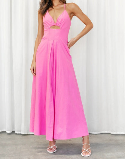 Solid color hem slit dress