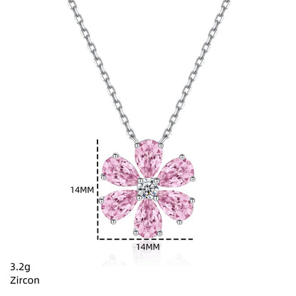 Pink diamond flower collarbone chain