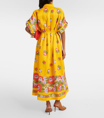 Yellow Belted floral dress