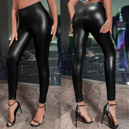 High waist faux leather leggings