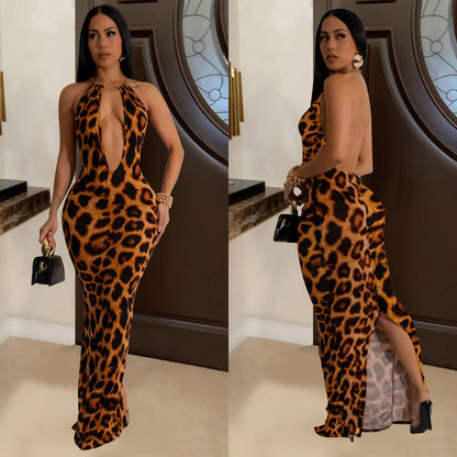 leopard print long dress